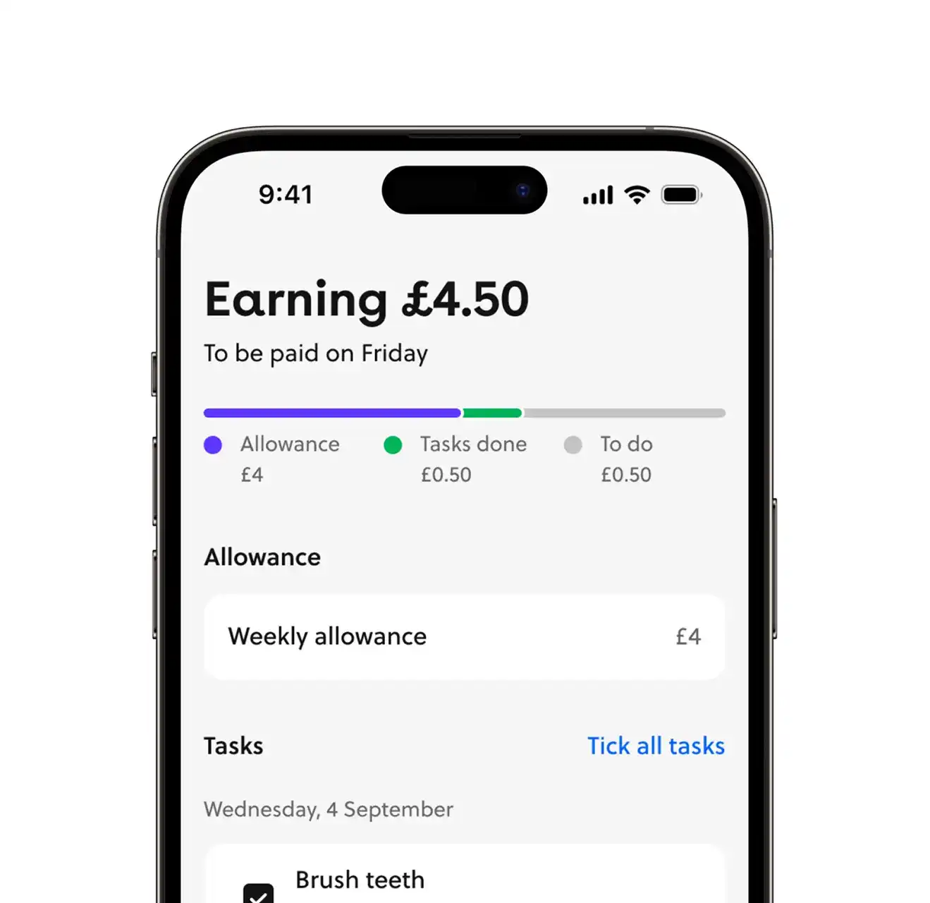 A pocket money card for kids